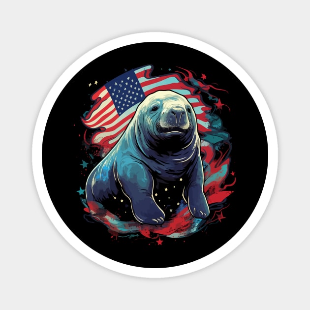 Patriotic Manatee Magnet by JH Mart